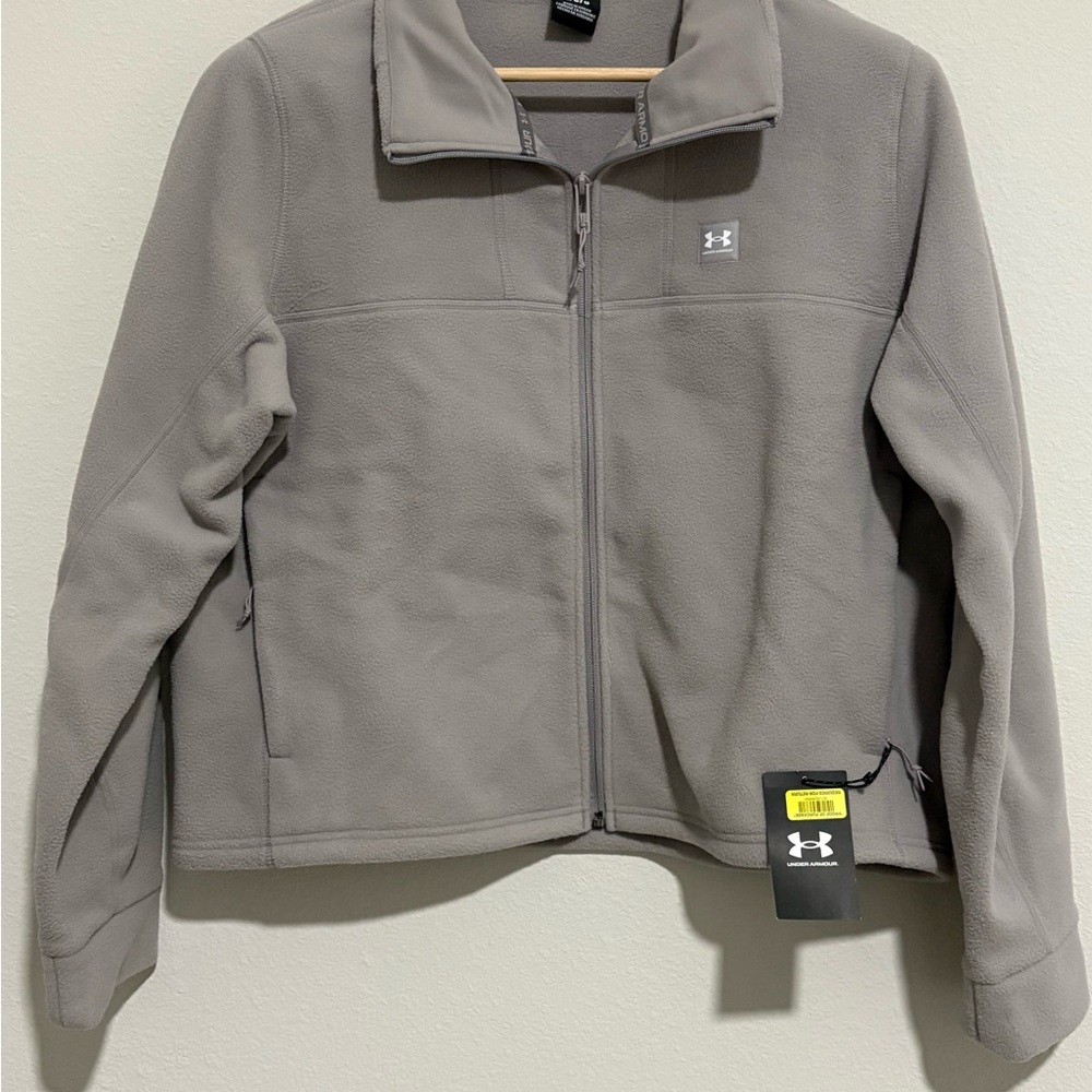#046 NWT Under Armour LARGE Women's Full Zip Gray Fleece Jacket